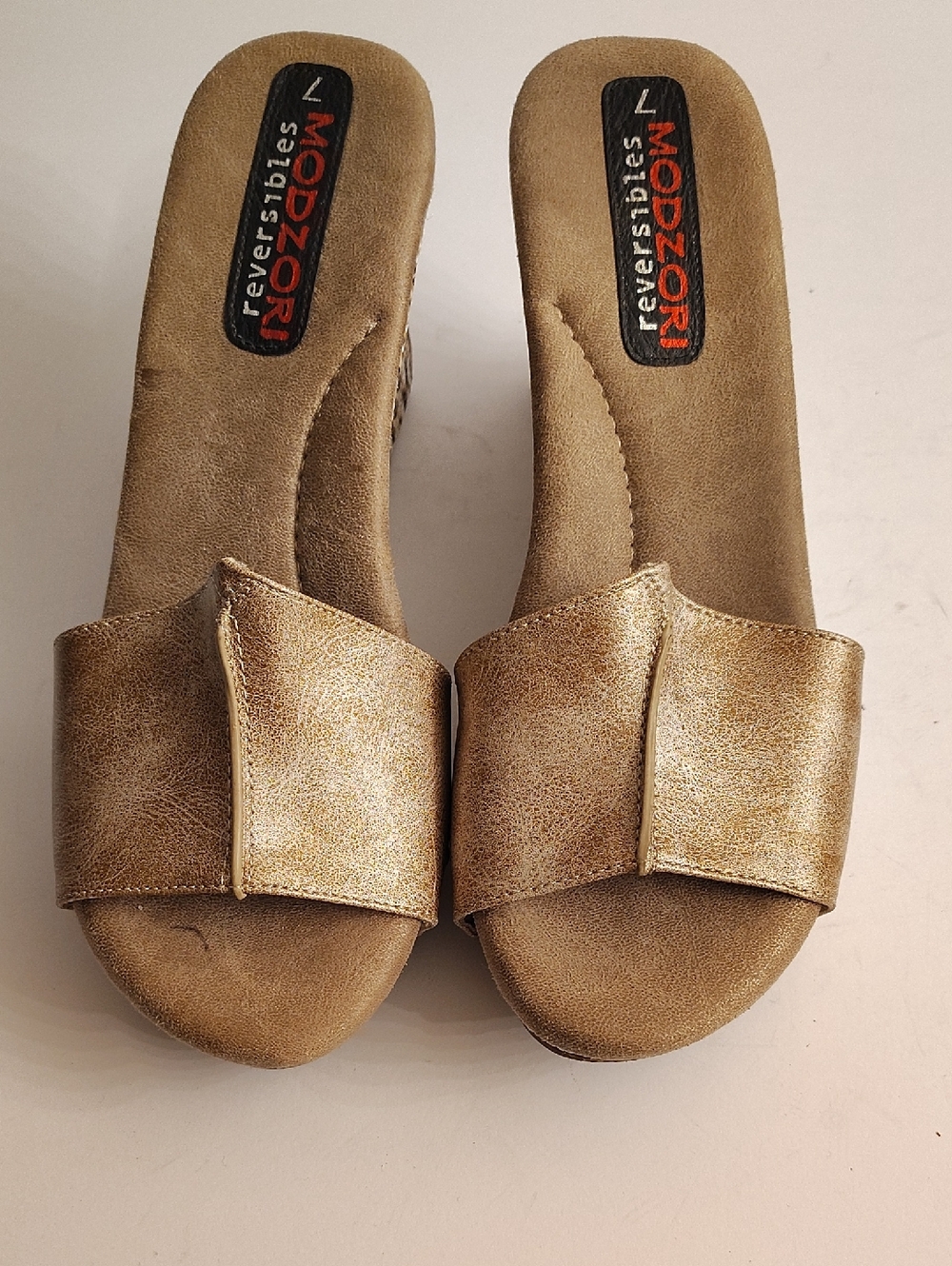 Women's Size Metallic Gold Slide Platform Shoes